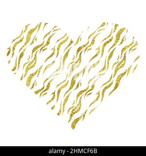 Coeur et imprimé animal.Vecteur métallique or Illustration de Vecteur