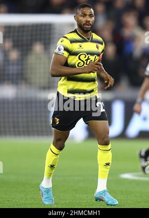 Londres, Angleterre, le 8th février 2022. Emmanuel Dennis de Watford lors du match de la Premier League au London Stadium, Londres. Le crédit photo devrait se lire: Paul Terry / Sportimage Banque D'Images