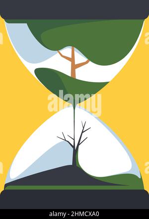 Affiche avec cycle de vie de l'arbre. Motif écriteau de style plat. Illustration de Vecteur
