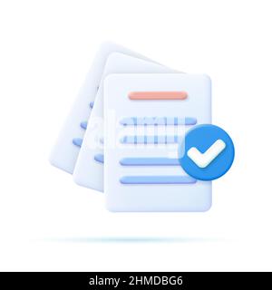 3D icône rendu de documents. Illustration de Vecteur