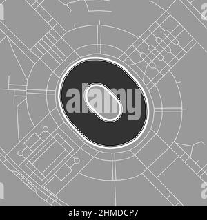 Moscou, stade de baseball MLB, carte vectorielle. La carte du statium de base-ball a été tracée avec des zones blanches et des lignes pour les routes principales, les routes latérales. Illustration de Vecteur