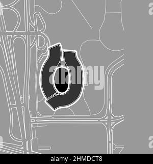 Guangzhou, stade de baseball MLB, carte vectorielle. La carte du statium de base-ball a été tracée avec des zones blanches et des lignes pour les routes principales, les routes latérales. Illustration de Vecteur