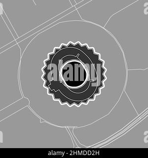 Riyadh, stade de baseball MLB, carte vectorielle. La carte du statium de base-ball a été tracée avec des zones blanches et des lignes pour les routes principales, les routes latérales. Illustration de Vecteur