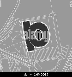 Madrid, stade de baseball MLB, carte vectorielle. La carte du statium de base-ball a été tracée avec des zones blanches et des lignes pour les routes principales, les routes latérales. Illustration de Vecteur