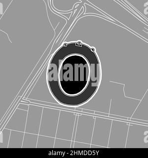 Buenos Aires, Baseball MLB Stadium, carte vectorielle des vecteurs. La carte du statium de base-ball a été tracée avec des zones blanches et des lignes pour les routes principales, les routes latérales. Illustration de Vecteur