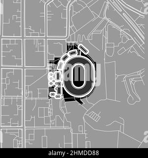 Kiev, Baseball MLB Stadium, carte vectorielle. La carte du statium de base-ball a été tracée avec des zones blanches et des lignes pour les routes principales, les routes latérales. Illustration de Vecteur