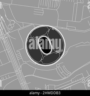 Marseille, stade de baseball MLB, carte vectorielle. La carte du statium de base-ball a été tracée avec des zones blanches et des lignes pour les routes principales, les routes latérales. Illustration de Vecteur