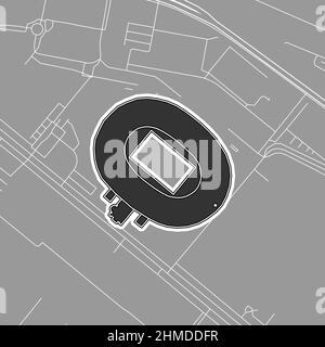 Stuttgart, Baseball MLB Stadium, carte vectorielle. La carte du statium de base-ball a été tracée avec des zones blanches et des lignes pour les routes principales, les routes latérales. Illustration de Vecteur