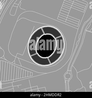 Córdoba, Baseball MLB Stadium, carte vectorielle. La carte du statium de base-ball a été tracée avec des zones blanches et des lignes pour les routes principales, les routes latérales. Illustration de Vecteur