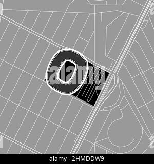 Guadalajara, Baseball MLB Stadium, carte vectorielle. La carte du statium de base-ball a été tracée avec des zones blanches et des lignes pour les routes principales, les routes latérales. Illustration de Vecteur