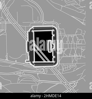 Prague, Baseball MLB Stadium, carte vectorielle. La carte du statium de base-ball a été tracée avec des zones blanches et des lignes pour les routes principales, les routes latérales. Illustration de Vecteur