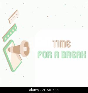 L'heure de la pause est l'heure de la signature écrite à la main. Approche commerciale faire une pause du travail ou de toute autre activité détendre paire de Megaphone production de dessin Banque D'Images