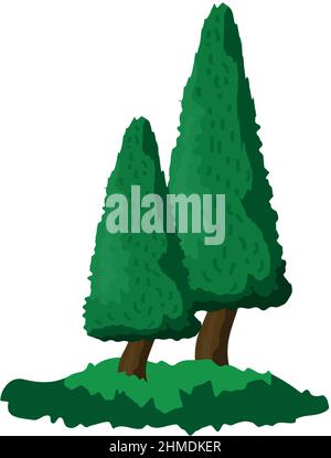 Sapins verts denses et réalistes sur fond blanc - illustration vectorielle Illustration de Vecteur