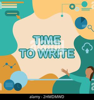 Affichage conceptuel temps de veille. Photo conceptuelle une période naturelle de sommeil ou d'être en état d'inactivité Lady dessin Standing Holding Projector Banque D'Images