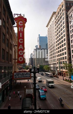 Chicago Theatre Sign, 175 North State Street Chicago, Illinois Banque D'Images