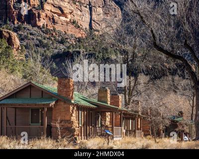 Cabine quad A, Zion Park Lodge, parc national de Zion, Utah. Banque D'Images