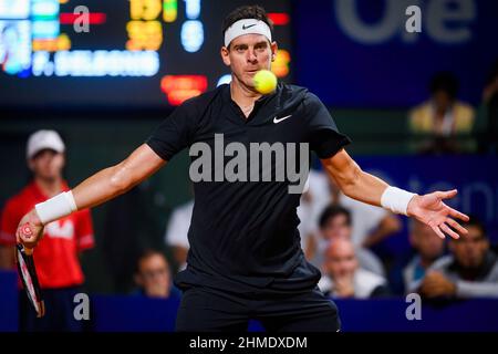 Buenos Aires, Argentine - 8 février 2022, Buenos Aires, Argentine. 08th févr. 2022. Juan Martin Del Potro vu en action lors d'un match de tennis Argentine Open au stade Guillermo Vilas. Federico Delbonis remporte le 6-1/6-3 crédit: SOPA Images Limited/Alay Live News Banque D'Images