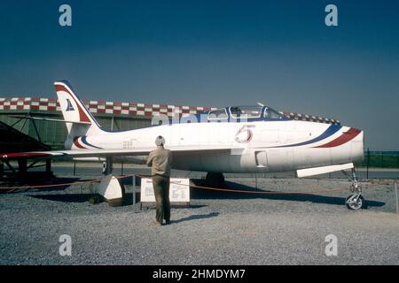 Republic F-84 Thunderstreak à l'exposition d'avions d'époque en 1981, Düsseldorf, Rhénanie-du-Nord-Westphalie, Allemagne Banque D'Images