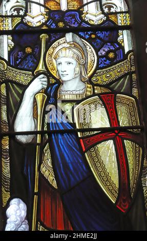 Une vitrail de Bell of Bristol représentant Saint George, Christ Church, Swindon, Wiltshire Banque D'Images