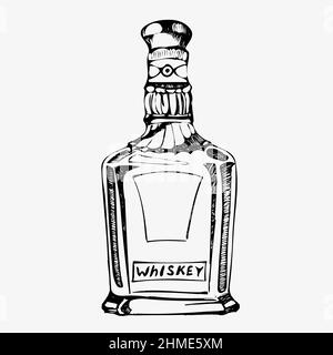 Bouteille de whisky classique Sombrero sur le dessus . Illustration de Vecteur