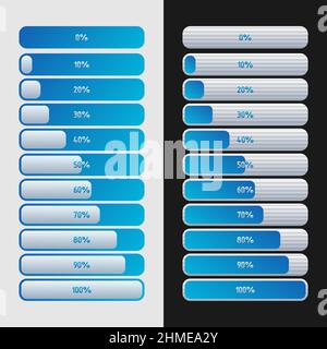 Deux options de chargement des icônes de 0 à 100 %. L'illustration vectorielle isolée est facile à modifier. Illustration de Vecteur