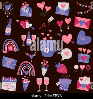 Éléments vectoriels boho pour la conception et l'impression. Éléments pour une déclaration d'amour. Illustration de Vecteur