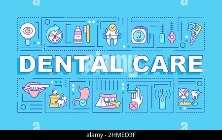 Mot de soins dentaires concepts bannière bleue Illustration de Vecteur