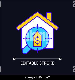 Services de recherche de maison icône de couleur RVB pour thème sombre Illustration de Vecteur