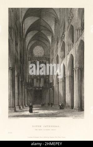 Cathédrale française, Cathédrale de Chartres, Rouen, France, gravure française antique, 1837 Banque D'Images