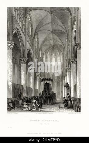 Cathédrale française, Cathédrale de Chartres, Rouen, France, gravure française antique, 1837 Banque D'Images