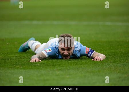 Ciro immobile (SS Lazio) pendant la coupe italienne, Coppa Italia, quart de finale de match de football entre AC Milan et SS Lazio le 9 février 2022 au stade San Siro à Milan, Italie - photo Nderim Kacili / DPPI Banque D'Images