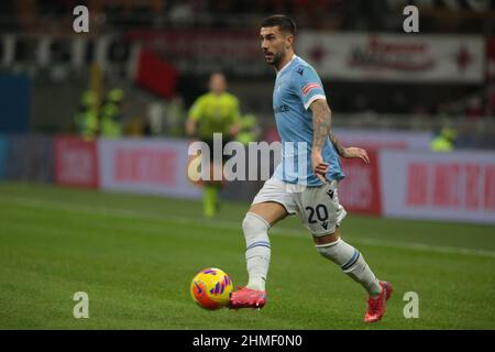 Mattia Zaccagni (SS Lazio) pendant la coupe italienne, Coppa Italia, quart de finale de match de football entre AC Milan et SS Lazio le 9 février 2022 au stade de San Siro à Milan, Italie - photo Nderim Kacili / DPPI Banque D'Images