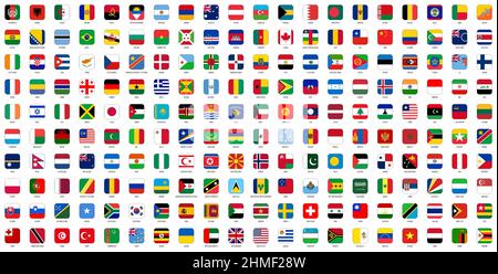 Drapeaux nationaux carrés des pays du monde Illustration de Vecteur