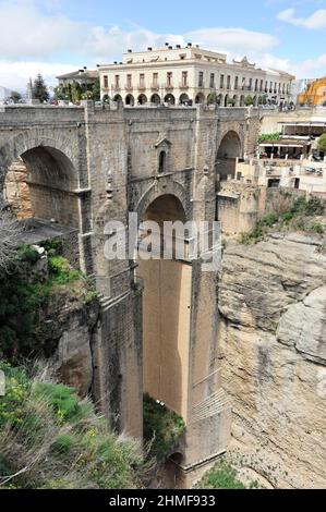 Pont Puente Nuevo, gorge El Tajo, Ronda, province de Malaga, Andalousie, Espagne Banque D'Images