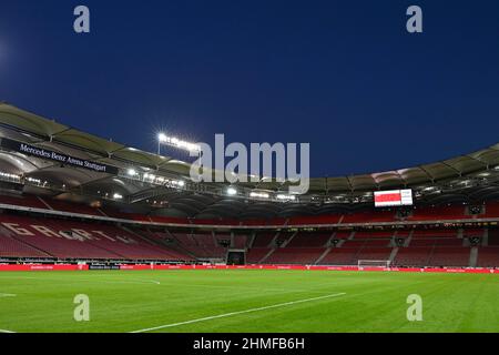 Vue d'ensemble, stade vide, heure bleue, Mercedes-Benz Arena, Stuttgart, Bade-Wurtemberg, Allemagne Banque D'Images