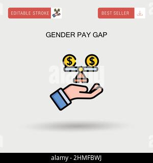 Icône de vecteur simple d'écart de rémunération entre les sexes. Illustration de Vecteur
