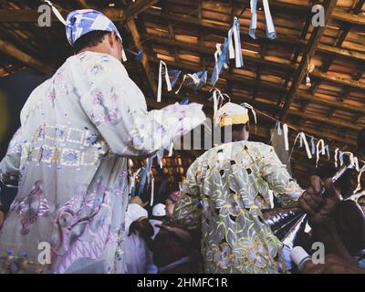 Parti traditionnel en l'honneur d'Iemanja à Salvador, au Brésil Banque D'Images