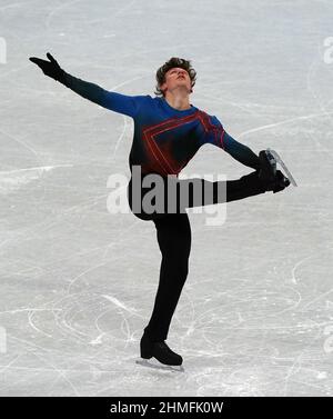 Lukas Britschgi en Suisse pendant le patinage individuel masculin - Patinage gratuit le sixième jour des Jeux Olympiques d'hiver de 2022 à Beijing au stade intérieur de la capitale en Chine. Date de la photo : jeudi 10 février 2022. Banque D'Images