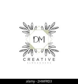 DM modèle de logo de fleur de lettre initiale Vector Premium Illustration de Vecteur