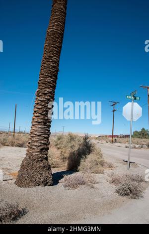 La mer de Salton est le plus grand lac de Californie, mais cette caractéristique du comté de Riverside a un paysage sombre. Banque D'Images