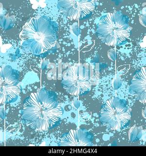 Abstrait sans couture fond fleurs bleues. Illustration vectorielle Illustration de Vecteur