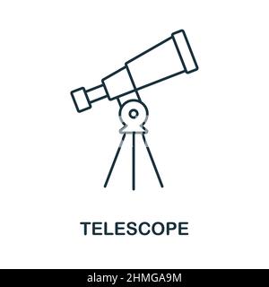 Icône du télescope. Elément de ligne de la collection d'espace. Signe d'icône de télescope linéaire pour le web design, infographies et plus encore. Illustration de Vecteur