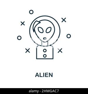 Icône Alien. Elément de ligne de la collection d'espace. Signe d'icône Alien linéaire pour la conception Web, l'infographique et plus encore. Illustration de Vecteur