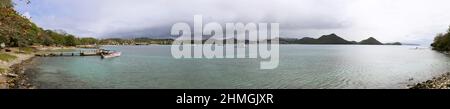 Panorama de Rodney Bay (composite haute résolution) vu de Pigeon Island, gros Islet, Sainte-Lucie, Windward Islands, Petites Antilles, Antilles, mer des Caraïbes Banque D'Images