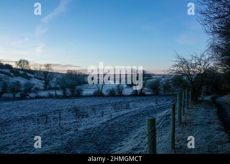 Witton Gilbert Valley le matin gelé Banque D'Images