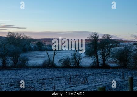 Witton Gilbert Valley le matin gelé Banque D'Images