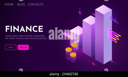 Concept d'analyse financière.Commerce de cartes de chandeliers.Modèle d'application métier.Modèle de page d'arrivée. Illustration de Vecteur
