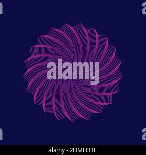Forme en filigrane abstraite composée de lignes. Figurine de décoration rosette violette. Élément à motif fleuri torsadé. Modèle de logo rose. Forme géométrique. Vecteur Illustration de Vecteur