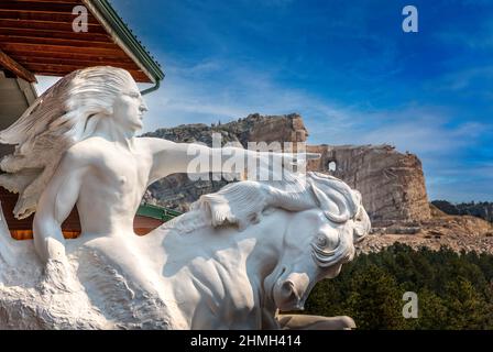 Monument commémoratif de Crazy Horse dans le Dakota du Sud, monument du patrimoine indien Banque D'Images