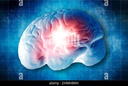 cerveau humain et ondes électriques, concept de neuroscience et de neurologie du cerveau Banque D'Images